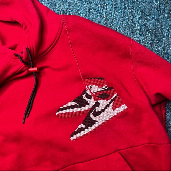 Nike Jordan 1 Jumpan Holiday Pullover Hoodie in Red - Picture 2 of 6